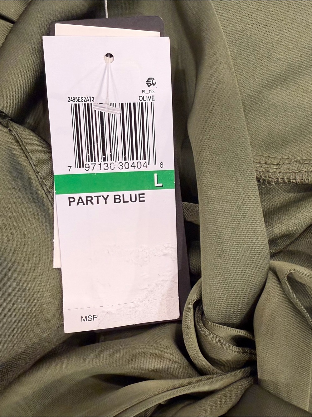 Olive Halter V-Neck Satin Mini Dress - L - Picture 8 of 9